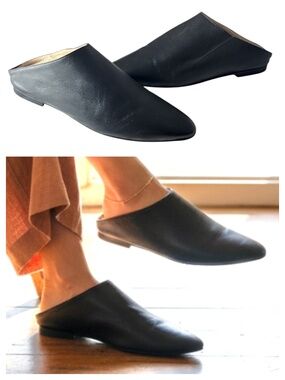 Jonak Paris Mules Slides Loafers Flats Sz 41 US 10 / 10.5 Black Leather Slip On